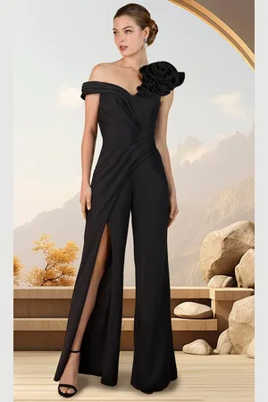 Janique W3037 - Rosette Shoulder Jumpsuit