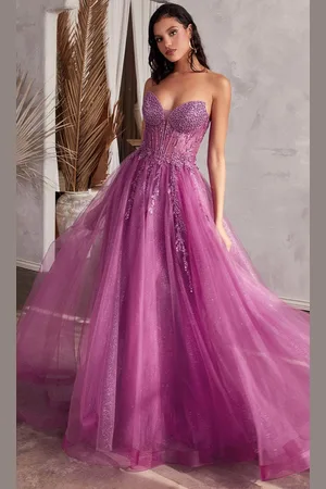 Ladivine CD0230 - Beaded Appliqued A-Line Prom Gown