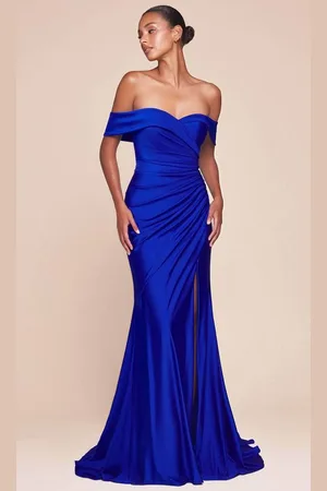 Cinderella Divine CD790 - Off Shoulder Ruched Long Gown