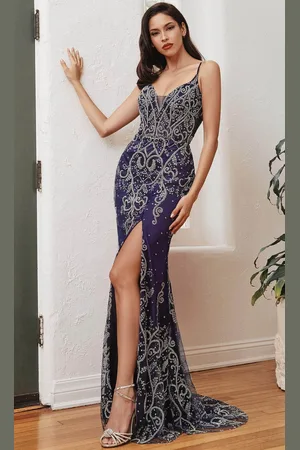 Ladivine J837 - Plunging V-Neck Classic Prom Dress