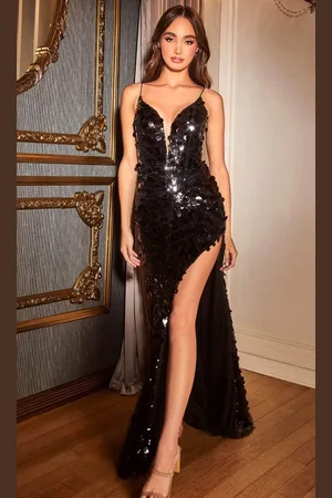 Ladivine B1141 - Sparkling Pailette Sheath Gown