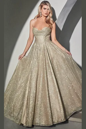 Cinderella Divine CD252 - Sweetheart Glitter A-Line Prom Dress