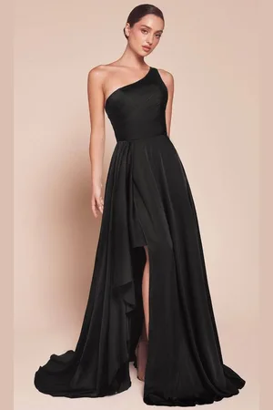 Ladivine 7450 - Asymmetrical Hem Long Gown
