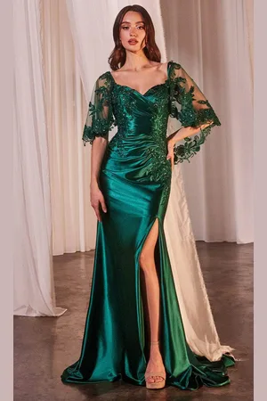 Ladivine CDS499 - Sheer Capelet Sweetheart Prom Dress