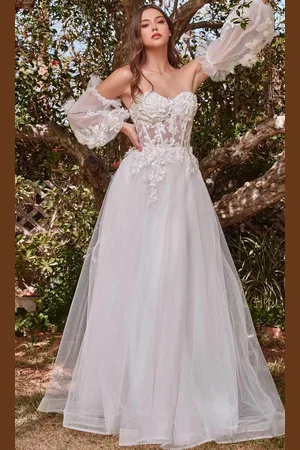 Ladivine CD962W - Strapless Lace Tulle Wedding Ballgown