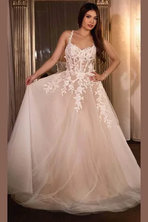 Cinderella Divine CDS477W - Spaghetti Straps Bridal Dress