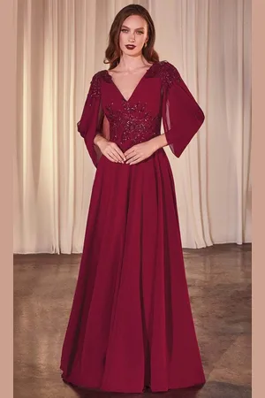 Cinderella Divine CDS508 - Applique Split Sleeve Gown