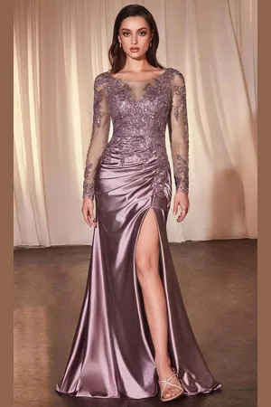 Ladivine CDS505 - Illusion Bateau Sheath Evening Dress