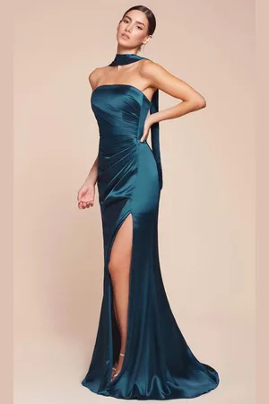 Cinderella Divine 7451 - Strapless Satin Long Gown