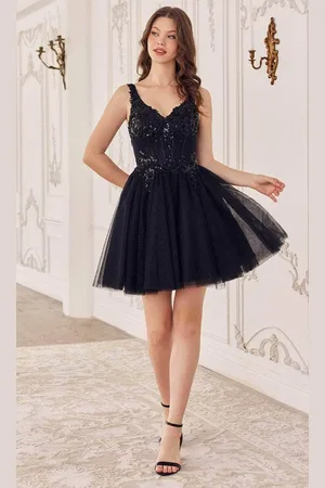 Ladivine CY019 - Applique Corset Cocktail Dress