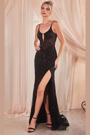 Ladivine CD0220 - Beaded Illusion Scoop Prom Gown