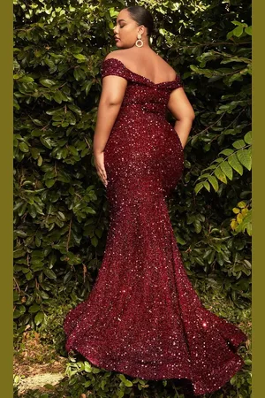 Ladivine CD975C - Sequin Off Shoulder Formal Gown