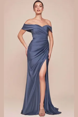 Cinderella Divine CD790 - Off Shoulder Ruched Long Gown