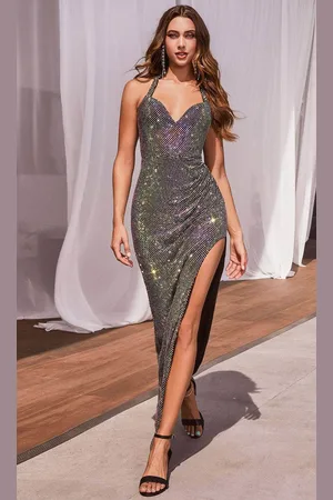 Ladivine CD339 - Halter Sheath Evening Dress