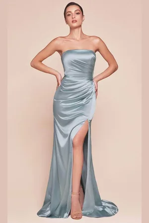 Cinderella Divine 7451 - Strapless Satin Long Gown