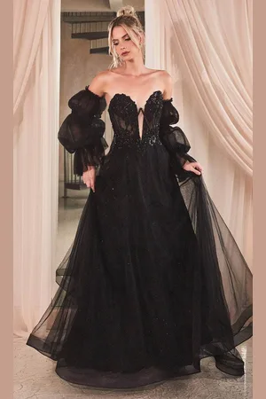 Ladivine CD830 - Strapless Boned Detailed Embroidered Ballgown