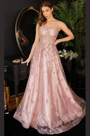 Ladivine J840 - Square Neck Glitter Prom Dress