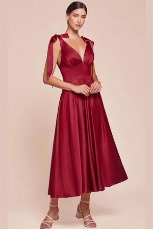 Ladivine 7499 - Tea Length A-Line Dress