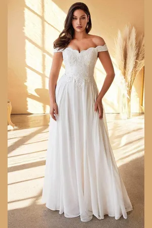 Ladivine 7258W - Scalloped Off Shoulder Bridal Gown