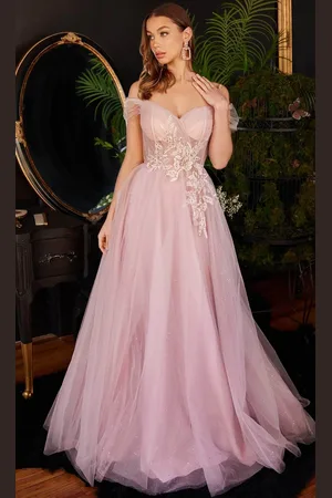 Ladivine CD3394 - Embroidered Tulle Prom Gown