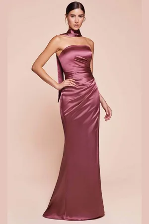 Cinderella Divine 7451 - Strapless Satin Long Gown