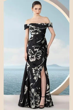 Janique 2512 - Floral Print Evening Dress