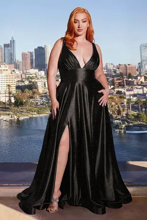 Ladivine CC2349C - Sleeveless Plunging V-Neck Prom Gown