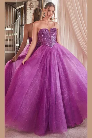 Ladivine CD0217 - Plunging V-Neck Basque Prom Gown