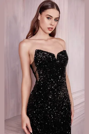 Ladivine CH151 - Sequin Ornate Strapless Prom Gown