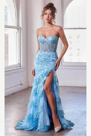 Ladivine KV1095 - Sweetheart Ruffled Trumpet Prom Gown