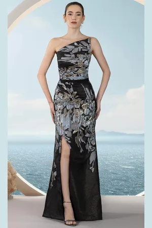 Janique 251017 - Asymmetrical Bodice Evening Dress