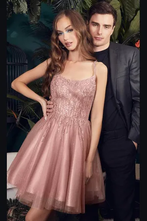 Ladivine CD0212 - Glitter Tulle Cocktail Dress