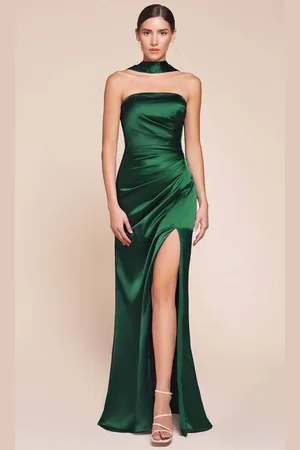 Cinderella Divine 7451 - Strapless Satin Long Gown