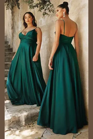 Cinderella Divine 7485 Long Satin A-Line Gown