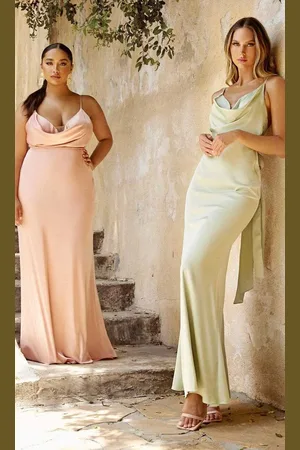 Cinderella Divine 7487 Draped Bow Back Gown