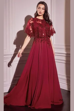Cinderella Divine CDS503 - Cape Applique Evening Gown