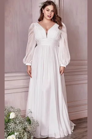 Cinderella Divine Bridal CD0192W - V-neck Bridal Gown