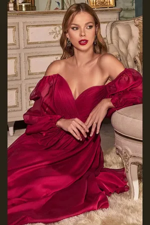 Ladivine CD243C - Bishop Sleeve Prom Gown