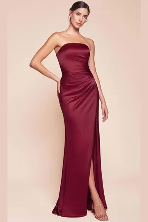 Cinderella Divine 7451 - Strapless Satin Long Gown
