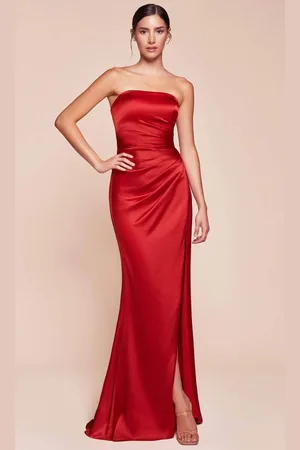 Cinderella Divine 7451 - Strapless Satin Long Gown