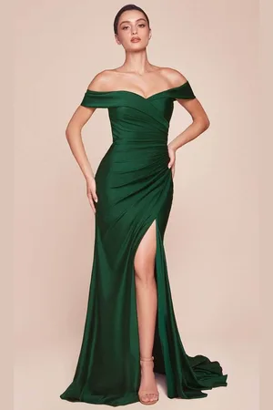 Cinderella Divine CD790 - Off Shoulder Ruched Long Gown
