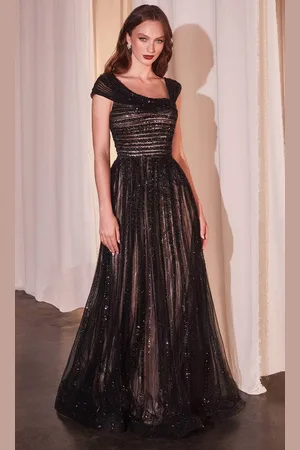 Ladivine CD0238 - Linear Beaded Asymmetric Prom Dress