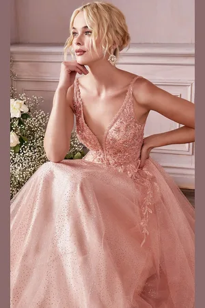Cinderella Divine CD0196 - Sleeveless V-neck Long Gown