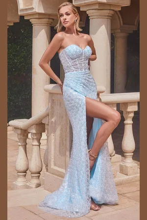 Ladivine CB136 - Pearl Illusion Evening Dress