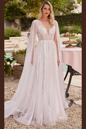 Ladivine CD852W - Sequin Embellished A-line Bridal Gown
