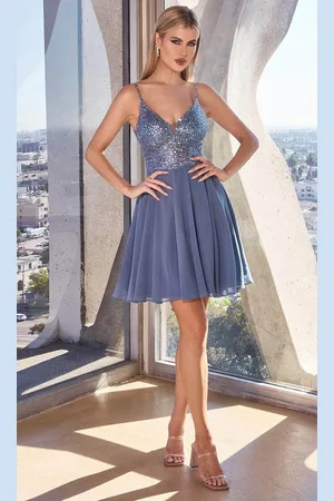 Cinderella Divine CD0226 - A-Line Cocktail Dress with Mid-Thigh Length