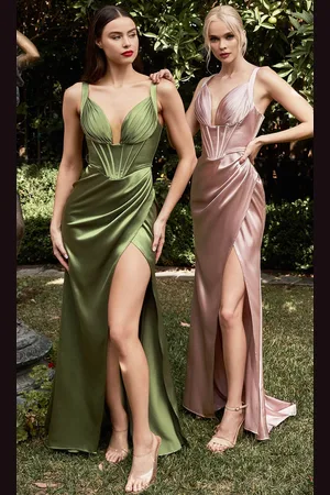 Cinderella Divine CD231 - Corset Satin Prom Dress