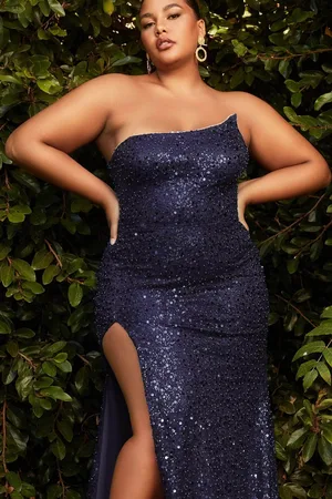 Ladivine CH165C - Strapless Plus size Sequin Gown