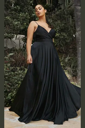 Ladivine 7485C - Sweetheart Spaghetti Strap High Slit Gown