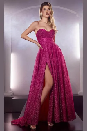 Cinderella Divine CD252 - Sweetheart Glitter A-Line Prom Dress